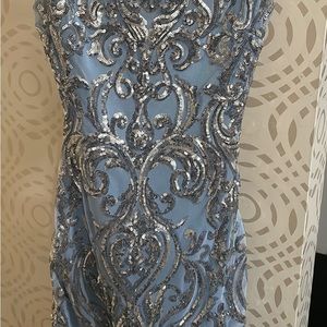 Windsor dress- blue with silver sequins